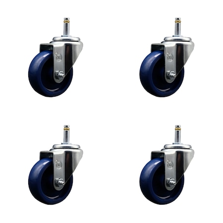 Service Caster 3.5'' Solid Polyurethane Wheel Swivel 7/16'' Grip Ring Stem Caster Set, 4PK SCC-GR20S3514-SPUS-716138-4
